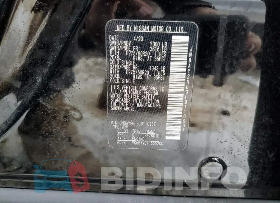 JN8AY2ND3L9110937 Photo# 13