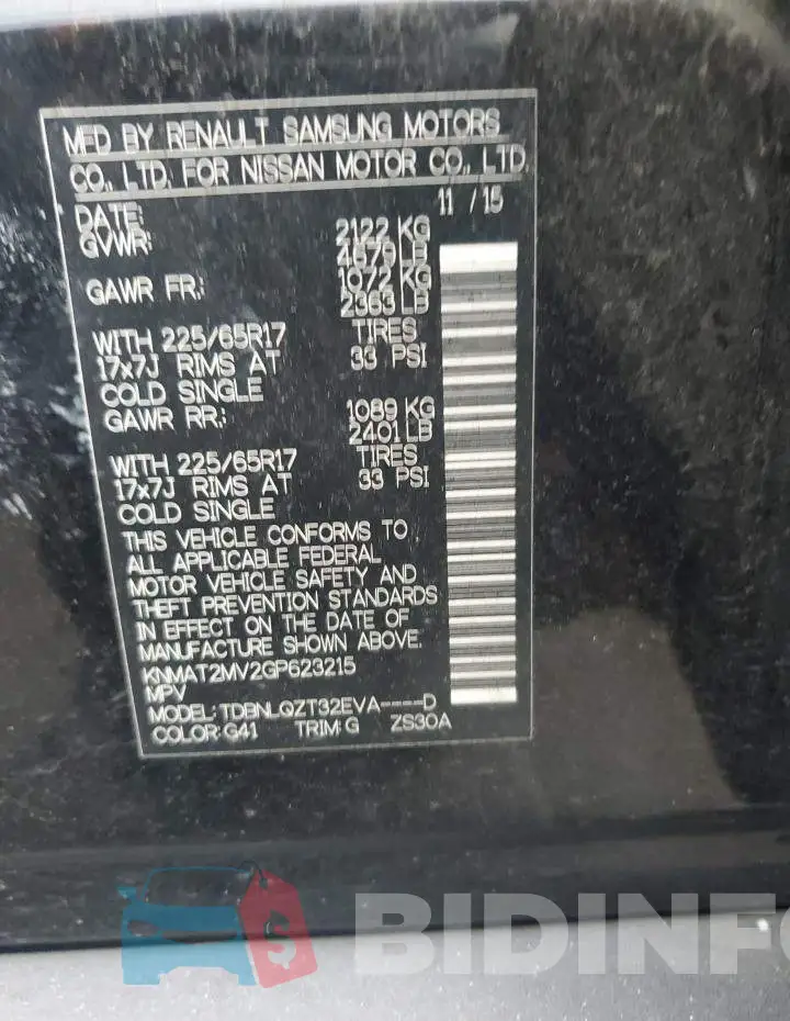 KNMAT2MV2GP623215 Photo# 13