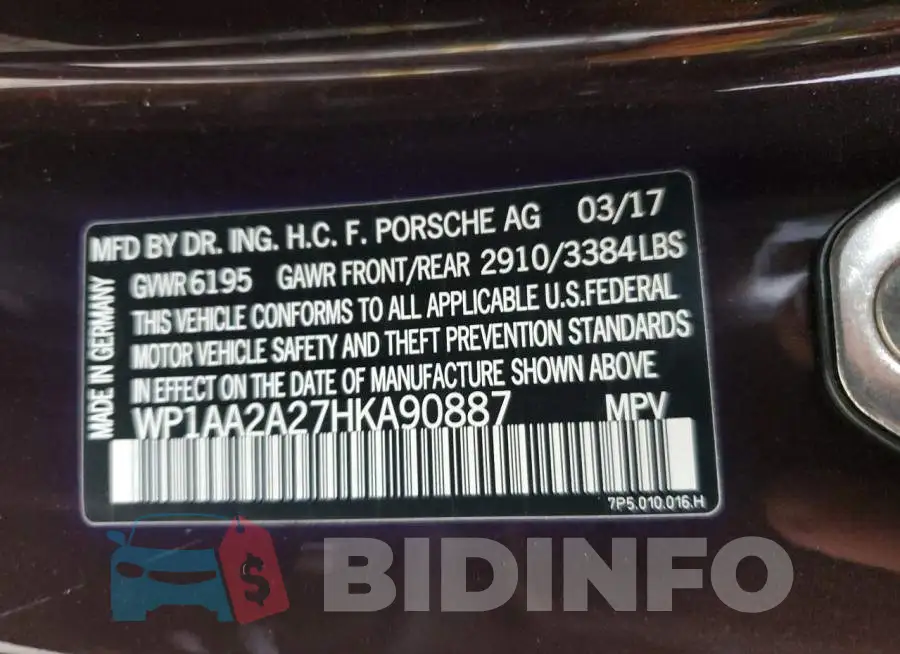 WP1AA2A27HKA90887 Photo# 13