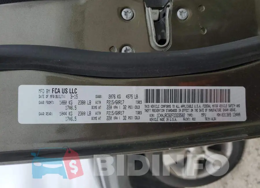 1C4NJRCB2FD333502 Photo# 13