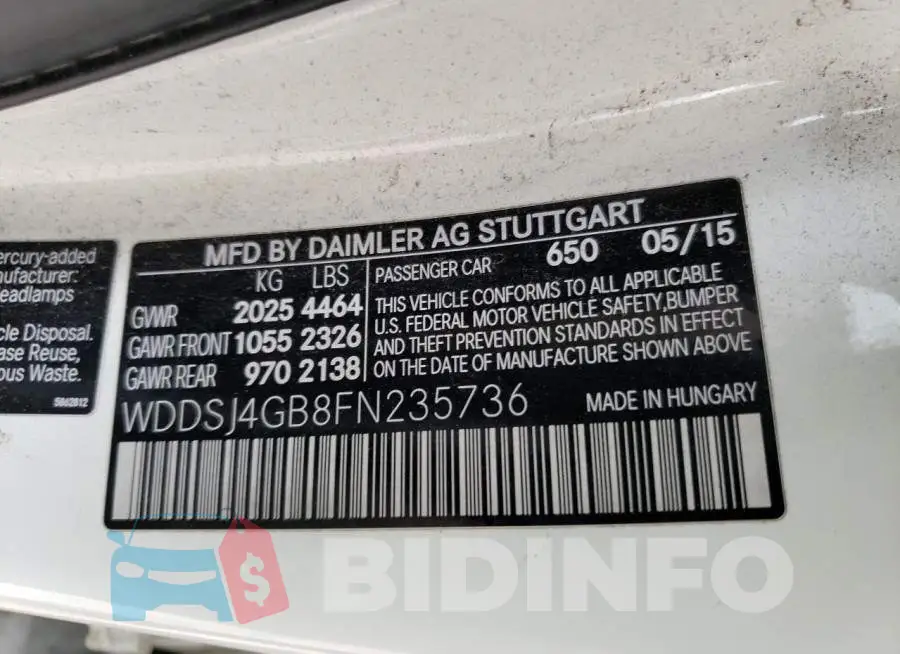 WDDSJ4GB8FN235736 Photo# 12
