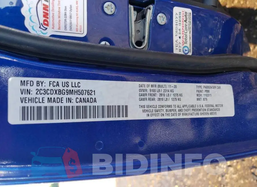 2C3CDXBG9MH507621 Photo# 13