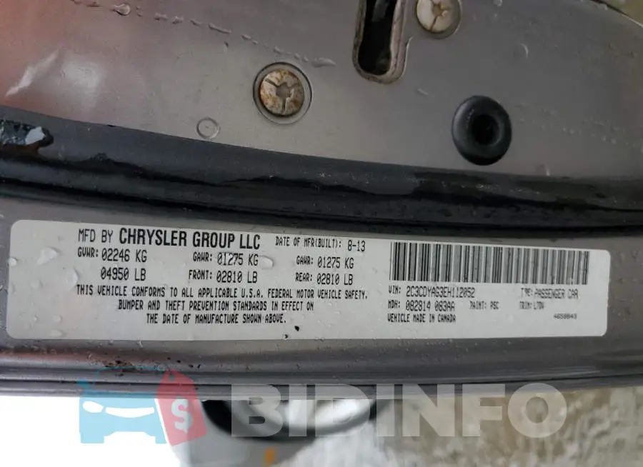 2C3CDYAG3EH112052 Photo# 12