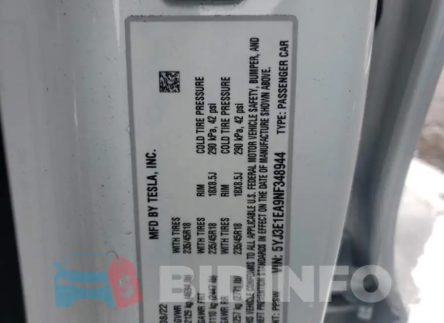 5YJ3E1EA9NF348944 Photo# 12