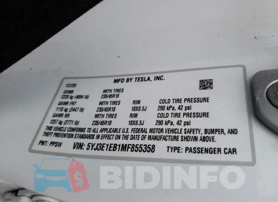 5YJ3E1EB1MF855358 Photo# 13