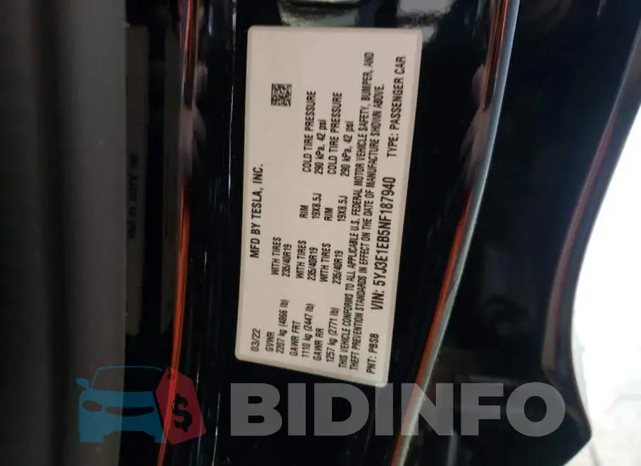 5YJ3E1EB5NF187940 Photo# 13