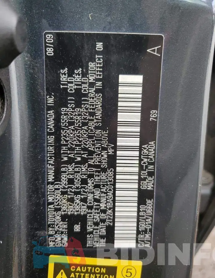 2T2ZK1BA9AC013085 Photo# 13