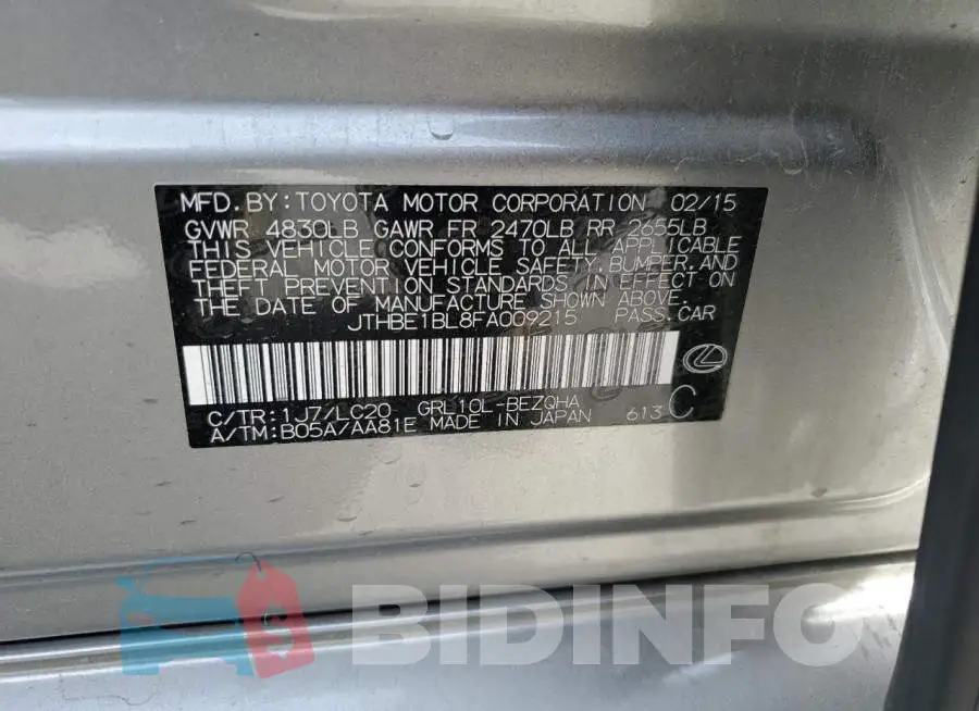 JTHBE1BL8FA009215 Photo# 12