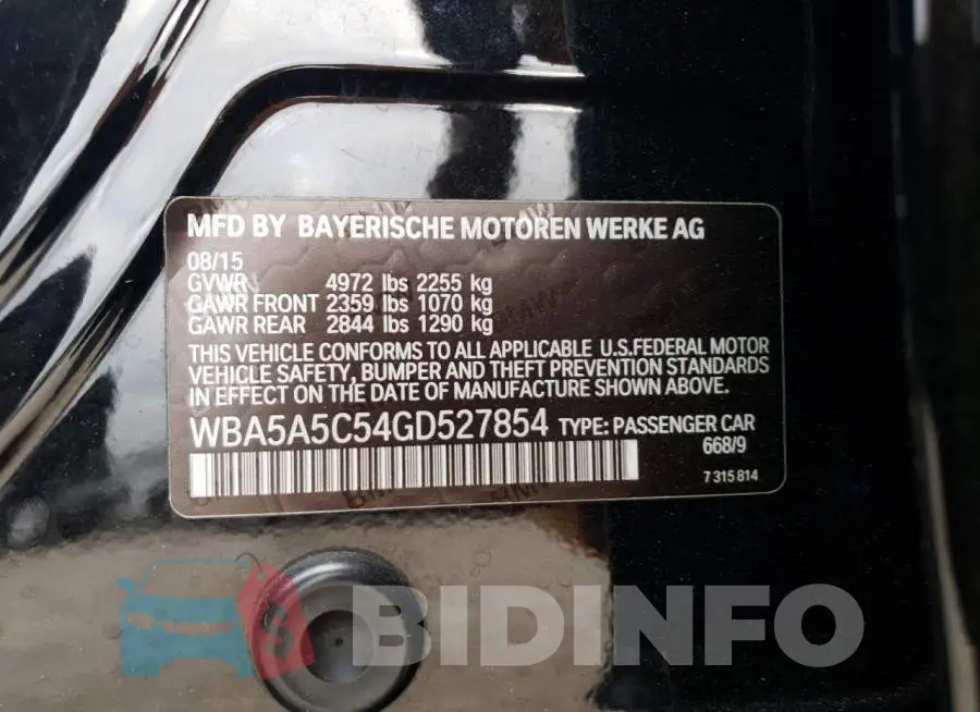 WBA5A5C54GD527854 Photo# 13
