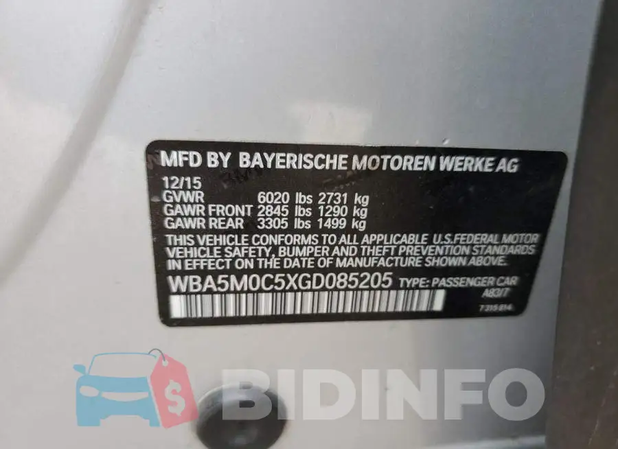 WBA5M0C5XGD085205 Photo# 12