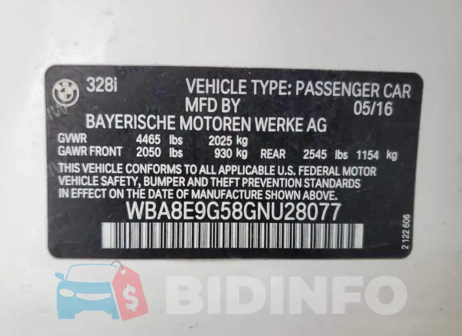 WBA8E9G58GNU28077 Photo# 12