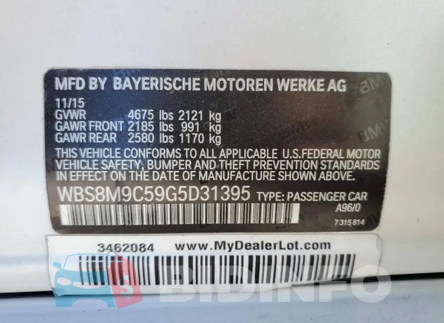 WBS8M9C59G5D31395 Photo# 12