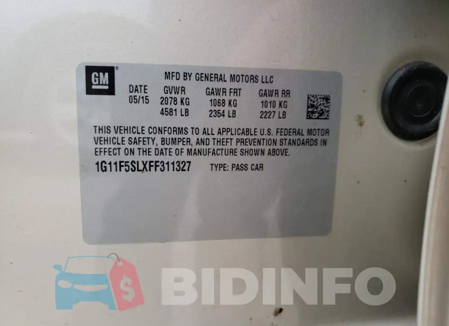 1G11F5SLXFF311327 Photo# 12