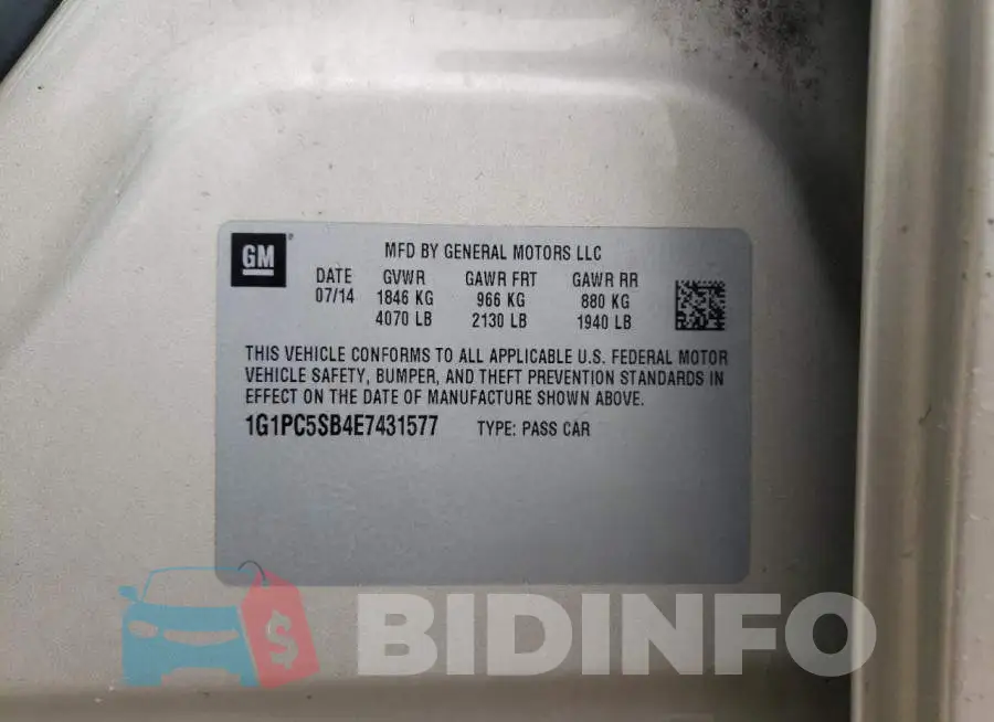 1G1PC5SB4E7431577 Photo# 12