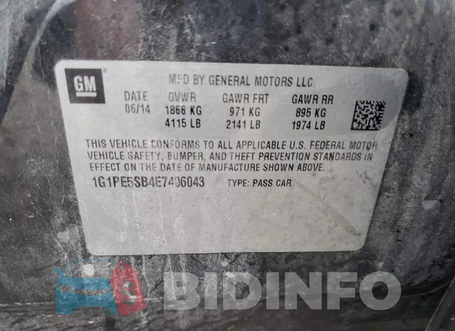 1G1PE5SB4E7406043 Photo# 12
