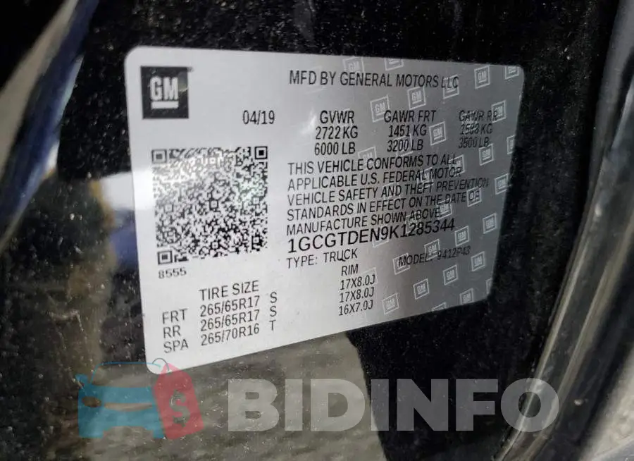 1GCGTDEN9K1285344 Photo# 12
