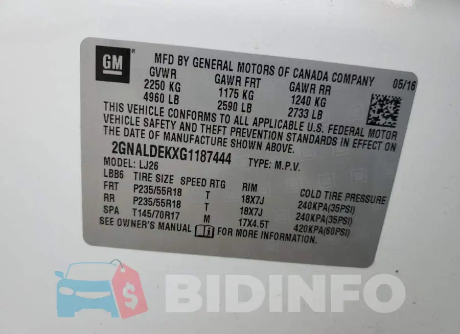 2GNALDEKXG1187444 Photo# 13