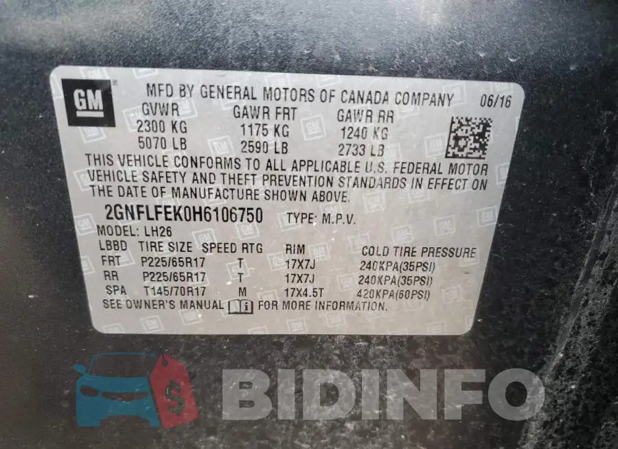 2GNFLFEK0H6106750 Photo# 13