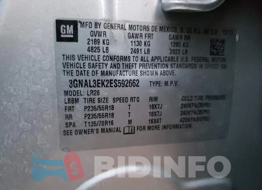 3GNAL3EK2ES592662 Photo# 12