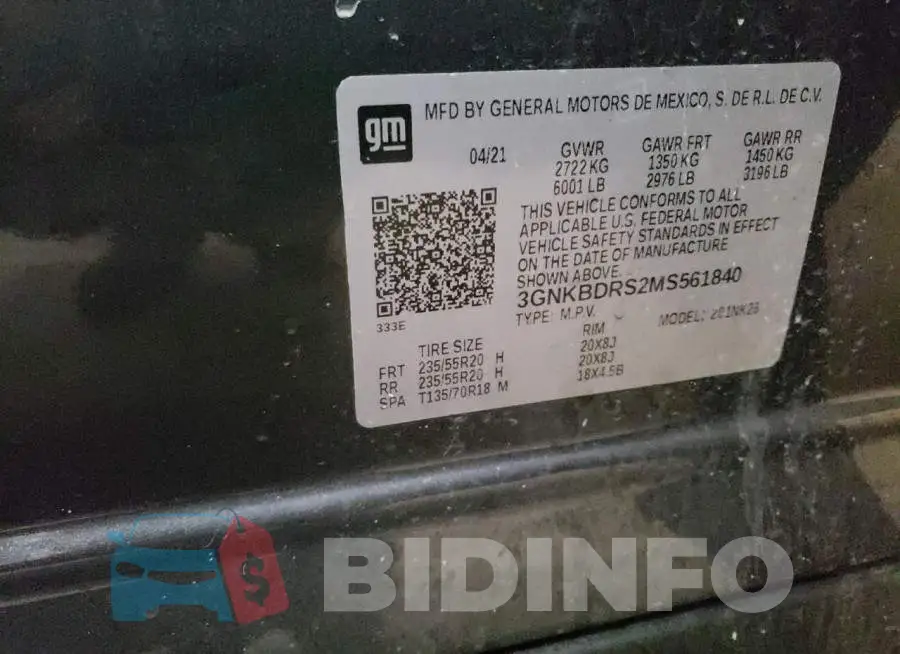 3GNKBDRS2MS561840 Photo# 13