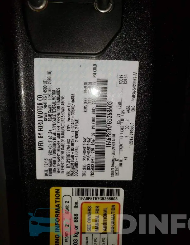 1FA6P8TH7G5268603 Photo# 12