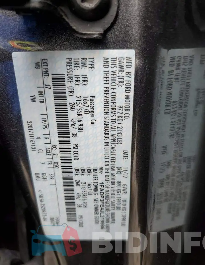1FADP3FE4JL219986 Photo# 12