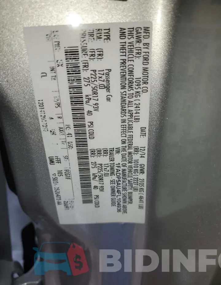 1FADP5AU4FL104936 Photo# 13