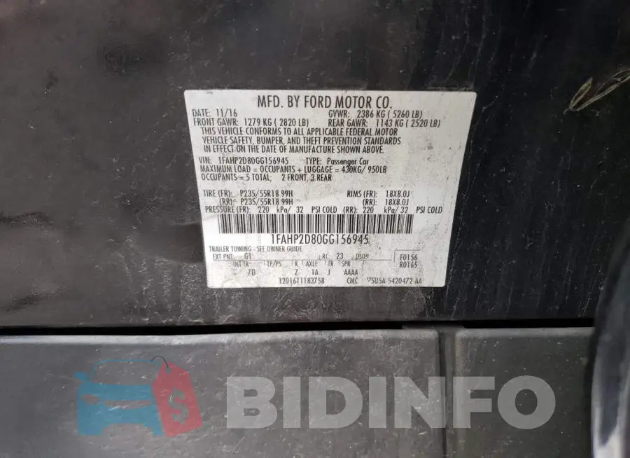 1FAHP2D80GG156945 Photo# 13