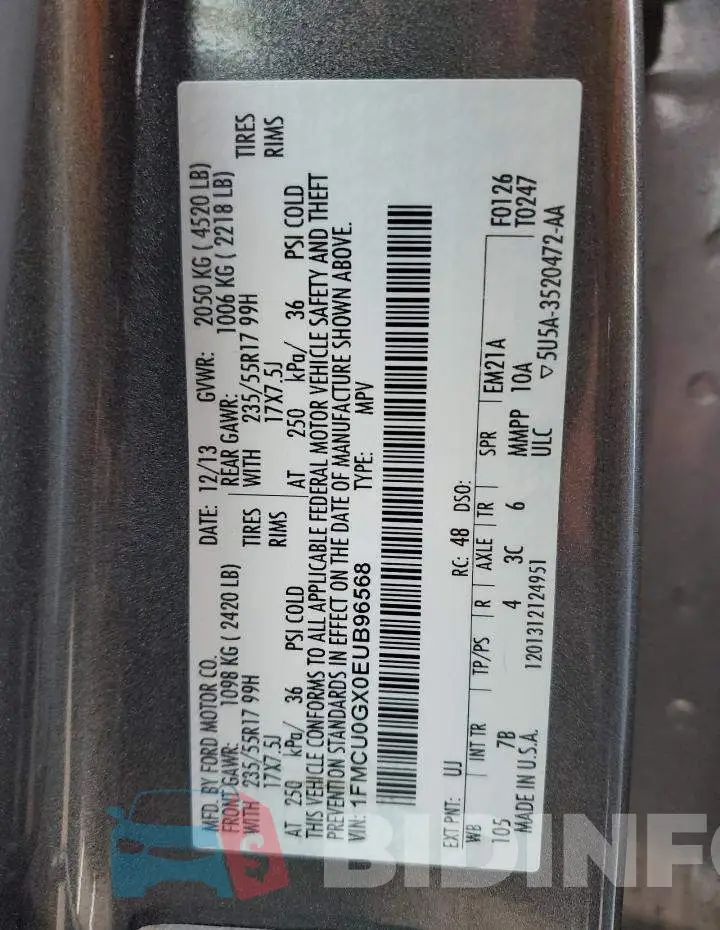 1FMCU0GX0EUB96568 Photo# 13