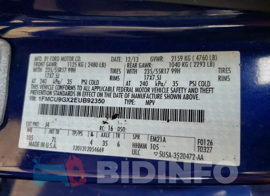 1FMCU9GX2EUB92350 Photo# 12