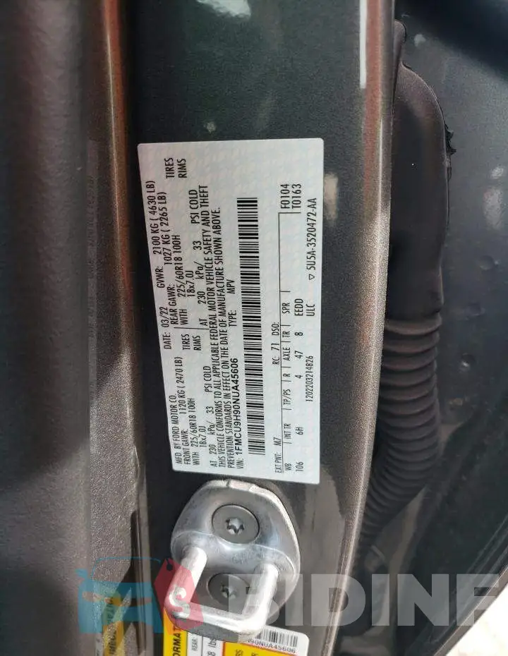 1FMCU9H90NUA45606 Photo# 13