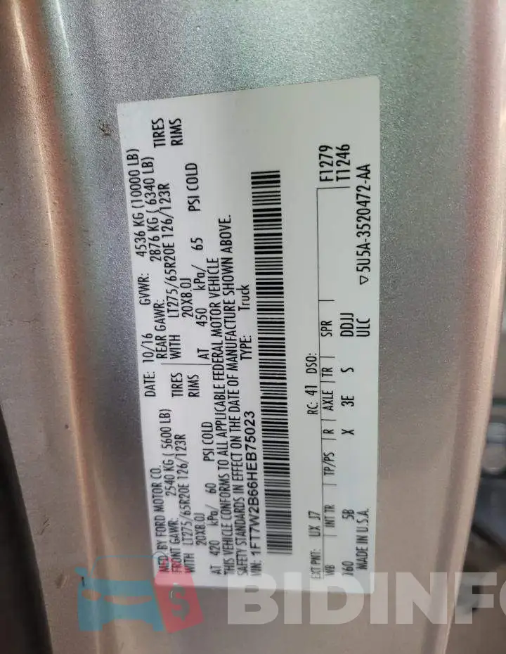 1FT7W2B66HEB75023 Photo# 12