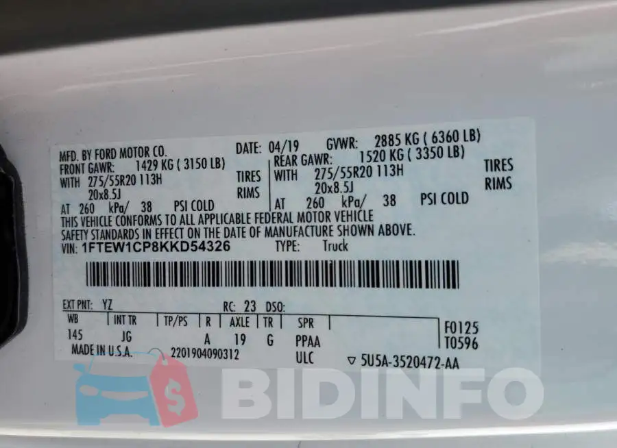 1FTEW1CP8KKD54326 Photo# 12