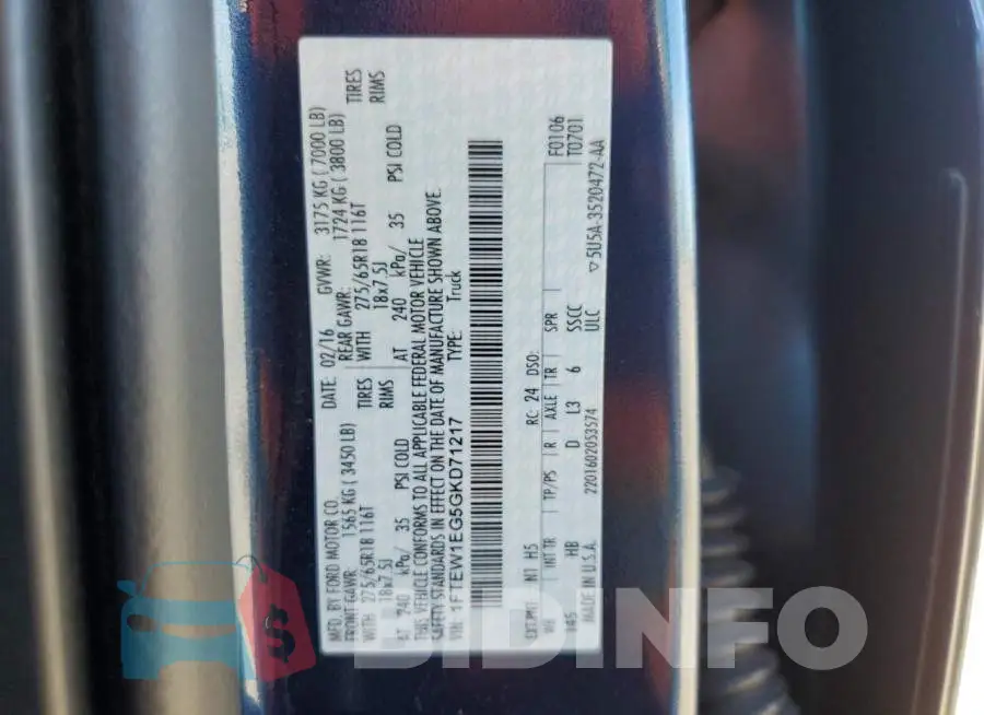 1FTEW1EG5GKD71217 Photo# 12