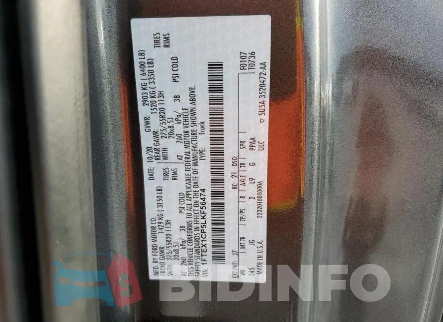 1FTEX1CP5LKF56474 Photo# 12