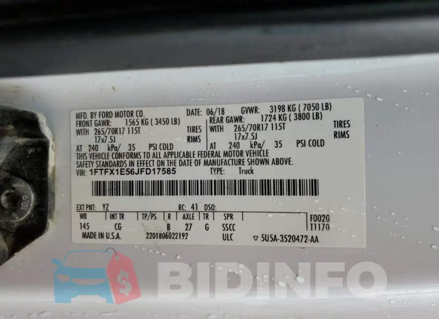 1FTFX1E56JFD17585 Photo# 12