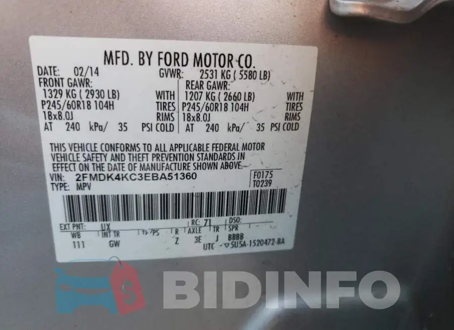 2FMDK4KC3EBA51360 Photo# 12