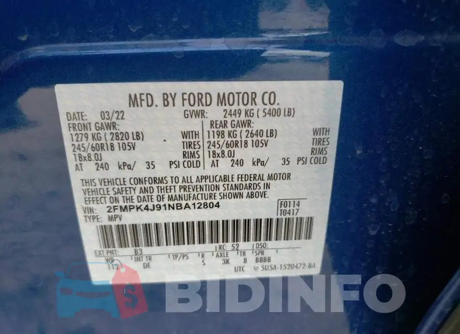 2FMPK4J91NBA12804 Photo# 12