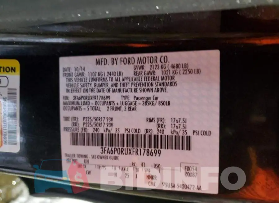 3FA6P0RUXFR178699 Photo# 12