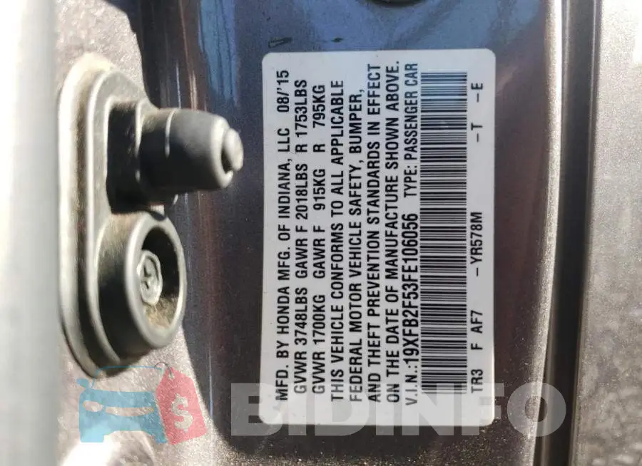 19XFB2F53FE106056 Photo# 10