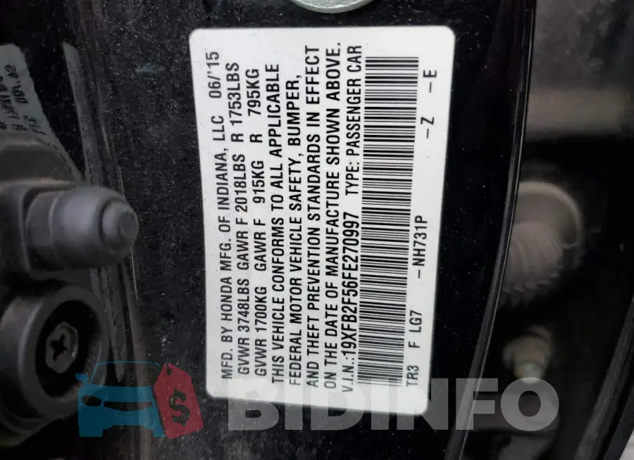 19XFB2F56FE270997 Photo# 13