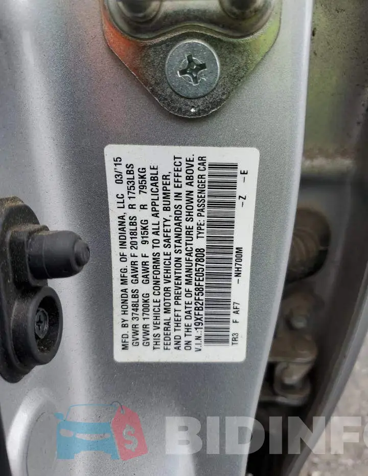 19XFB2F58FE057808 Photo# 12