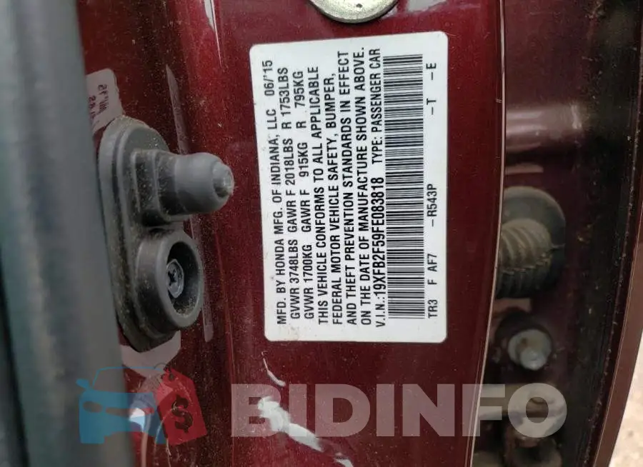19XFB2F59FE083818 Photo# 12