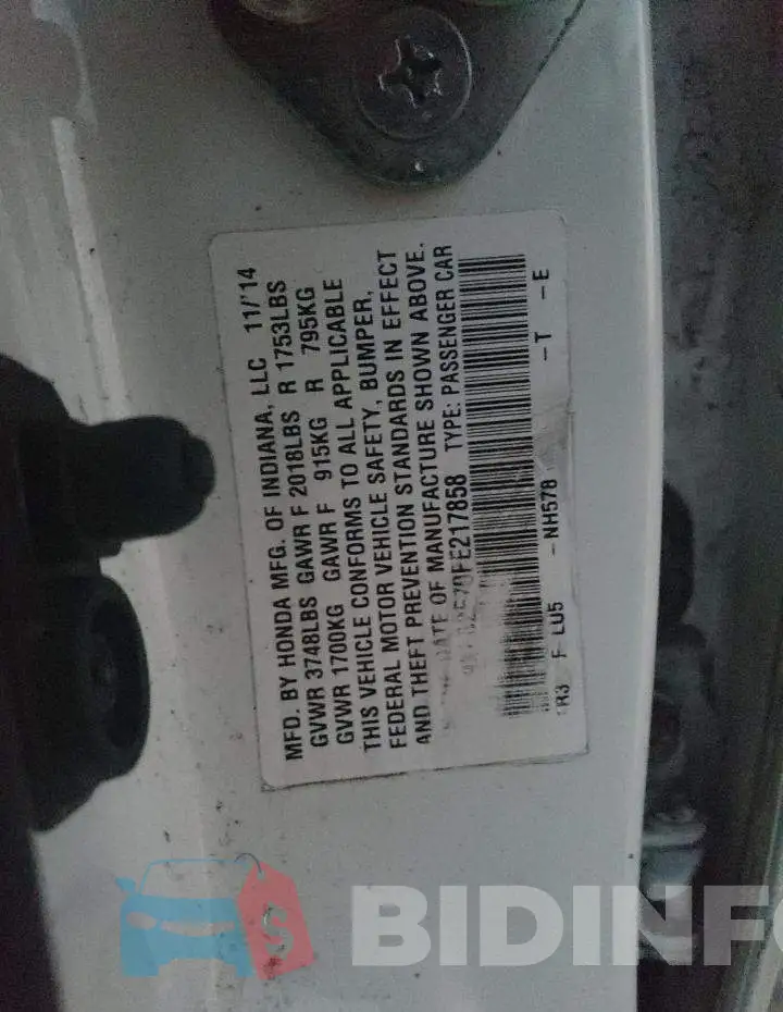 19XFB2F70FE217858 Photo# 10