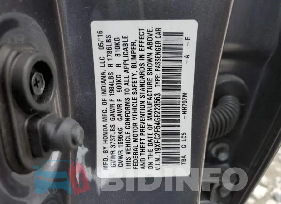 19XFC2F54GE223563 Photo# 12