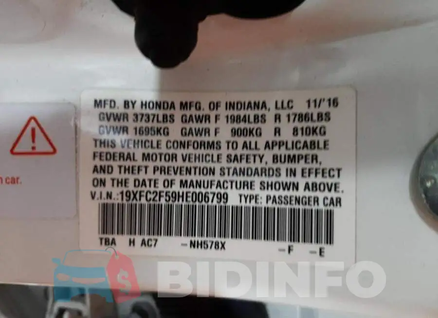 19XFC2F59HE006799 Photo# 10