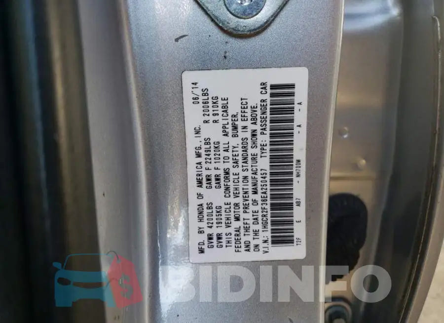 1HGCR2F36EA250457 Photo# 12