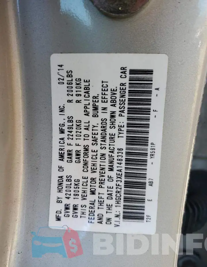 1HGCR2F3XEA148336 Photo# 12