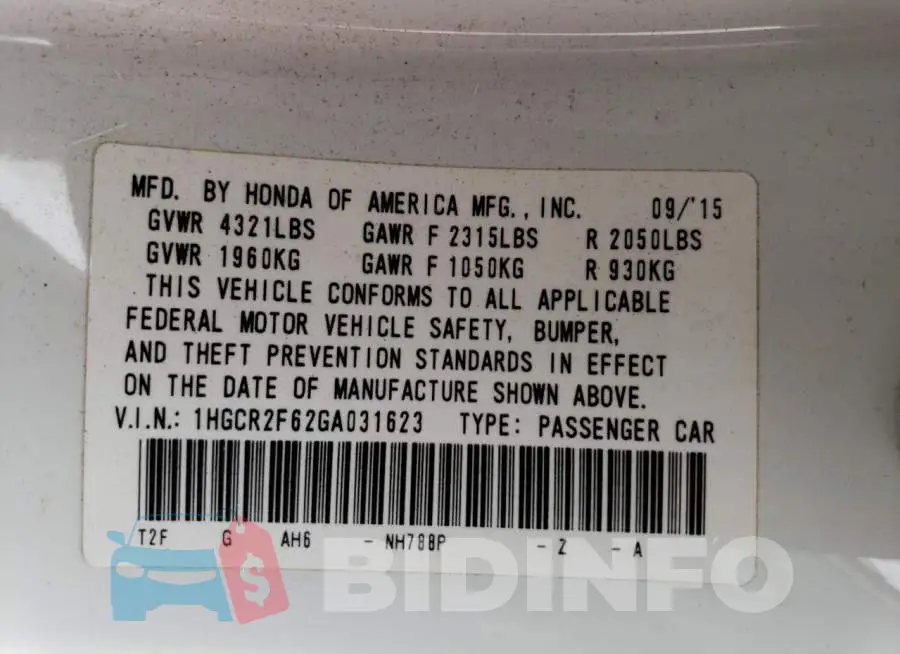 1HGCR2F62GA031623 Photo# 12