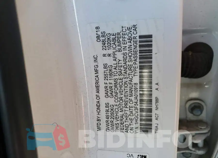 1HGCV3F54JA010918 Photo# 12